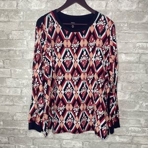 Crown & Ivy diamond floral pattern blouse A-07